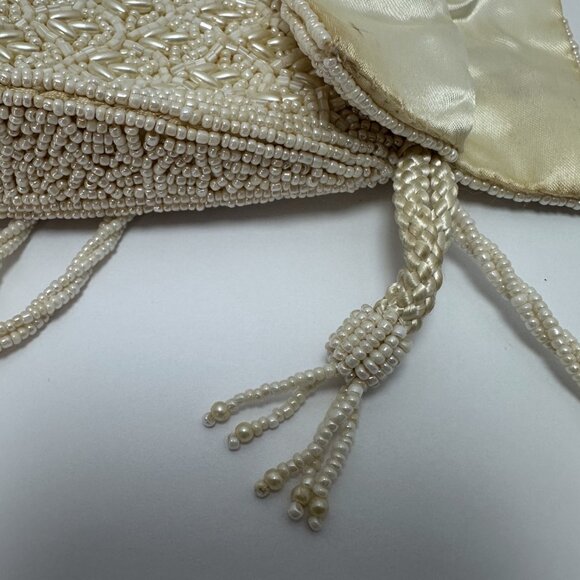 Vintage Inge Christopher White Beaded Evening Purse Long Strap - Picture 4 of 10